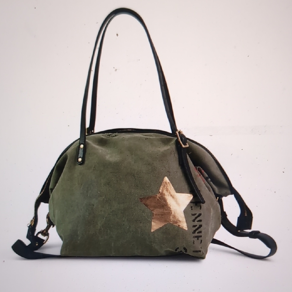 Green Canvas Star Tote Bag